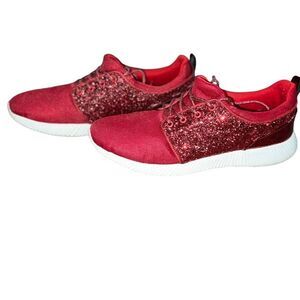 Womens Roxy Rose Red Glitter Slip-On Tennis Shoes Sneakers Size 11 Dorothy